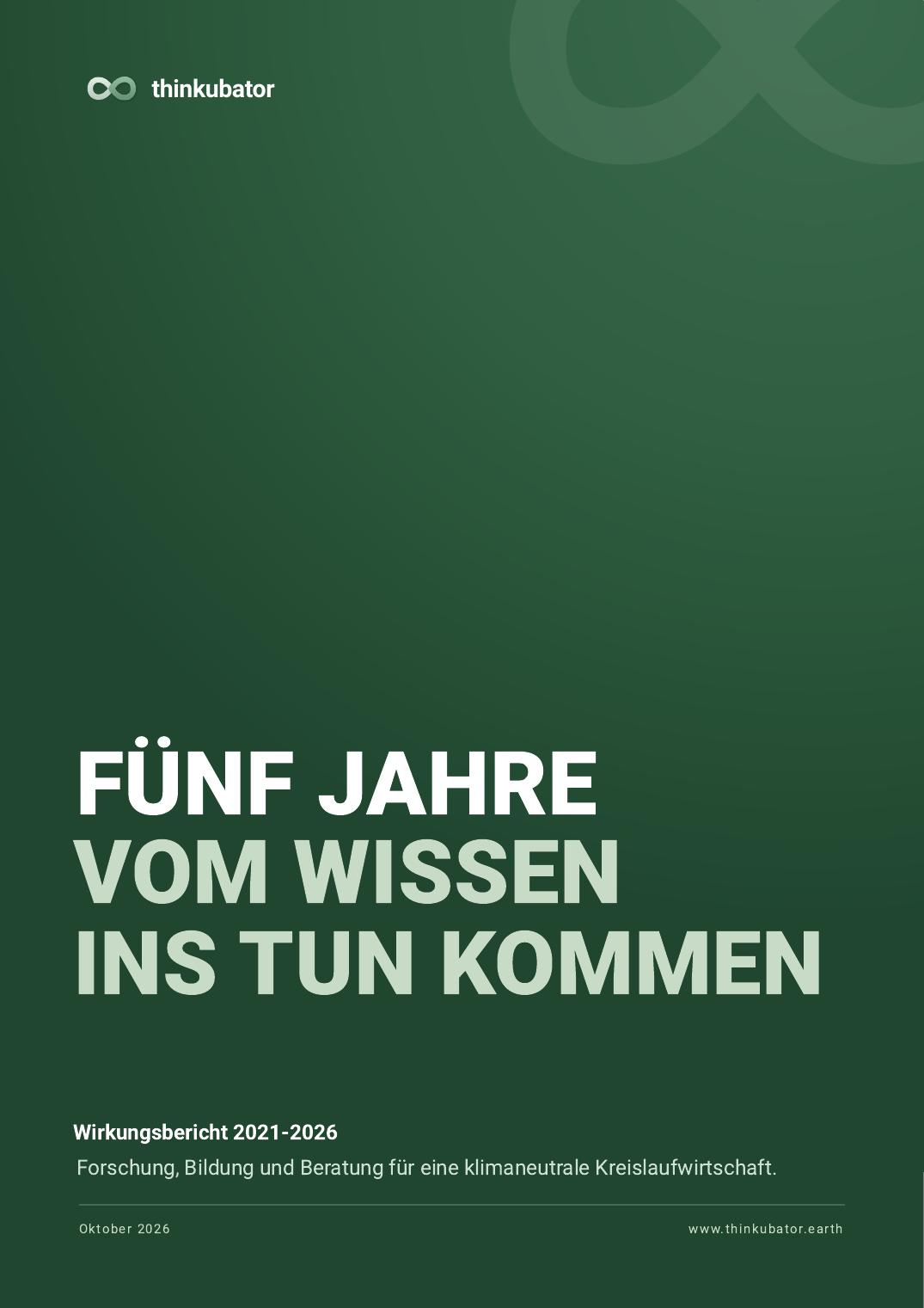 Titelseite des Thinkubator Wirkungsberichts 2021-2026
