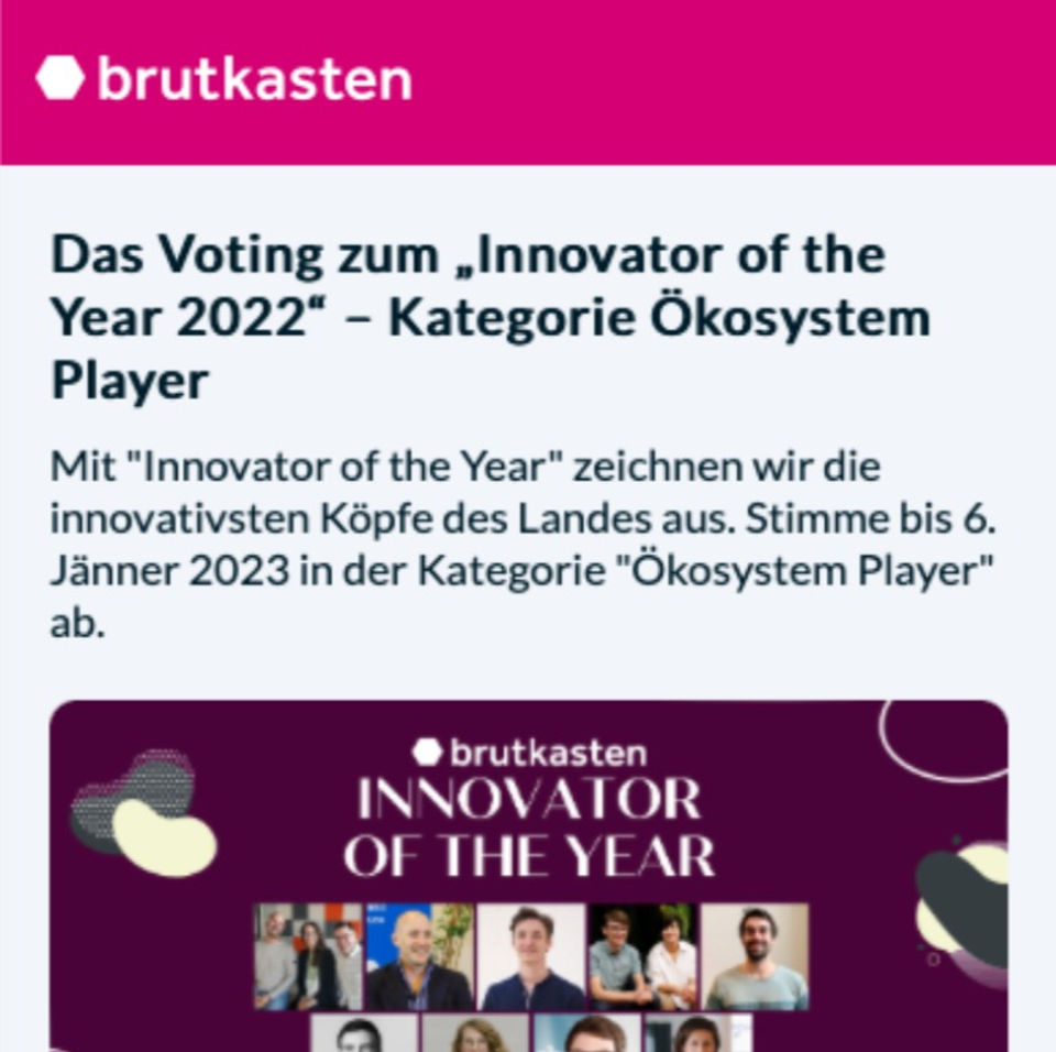 Nominierung zum Innovator of the Year - Thinkubator