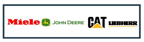 Logos von Miele John Deere Cat Liebherr